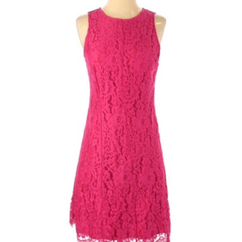 KENSIE Lace Sleeveless Hot Pink Dress